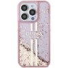 Guess GUHCP15LLFCSEGP iPhone 15 Pro 6.1 różowy/pink hardcase Liquid Glitter Gold Stripes